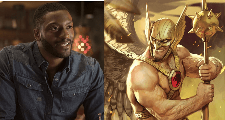 រូបលោក Aldis Hodge និងតួអង្គ Hawkman ដែលលោកត្រូវសម្ដែង