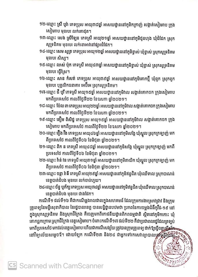 សេចក្តីប្រកាសព័ត៌មានរបស់រដ្ឋបាលខេត្តសៀមរាប