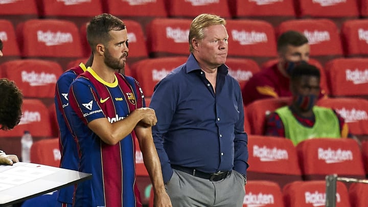 ខ្សែបម្រើ&nbsp;Miralem Pjanic និងលោកគ្រូបង្វឹក Ronald Koeman