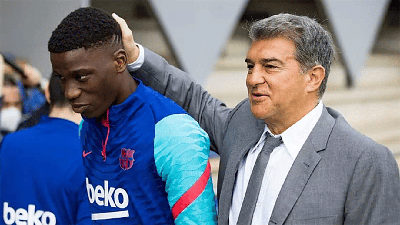 &nbsp; លោក&nbsp;Joan Laporta និង Ilaix Moriba