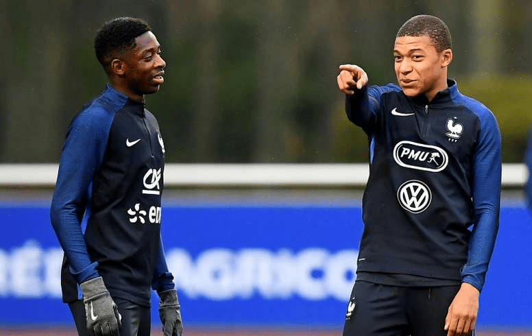 កីឡាករ Osmane Dembele និង Kylian Mbappe