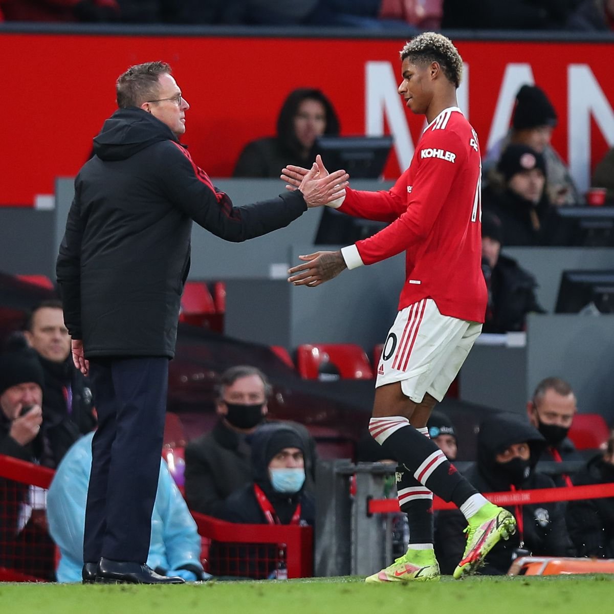 លោក&nbsp;Ralf Rangnick និង ខ្សែប្រយុទ្ធ&nbsp;Marcus Rashford