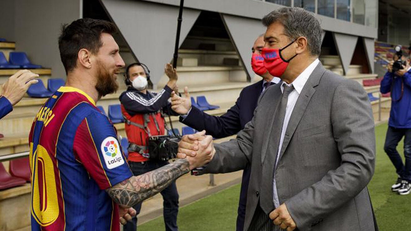 &nbsp; លោក&nbsp;Joan Laporta និង Lionel Messi