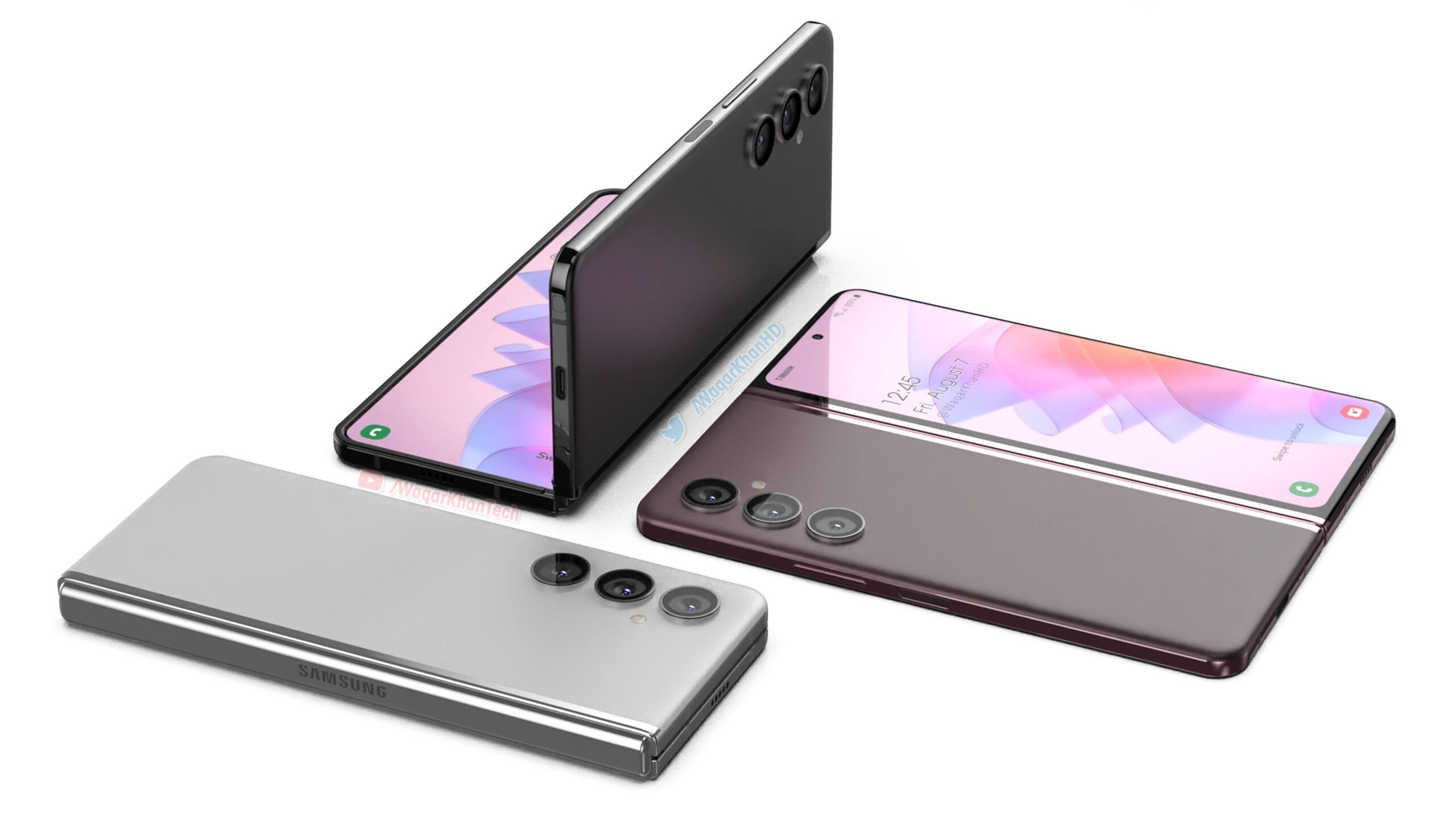 រូបភាព render&nbsp;Galaxy Z Fold4 (ដោយប្រភព: Waqar Khan)