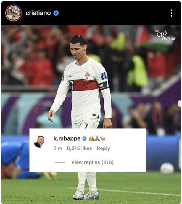 Mbappe comment នៅលើ IG របស់ Ronaldo