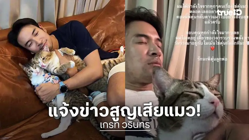 ส่งกำลังใจ! “เกรท วรินทร” แจ้งข่าวเศร้า “ไข่ตุ๋น” กลับดาวแมว