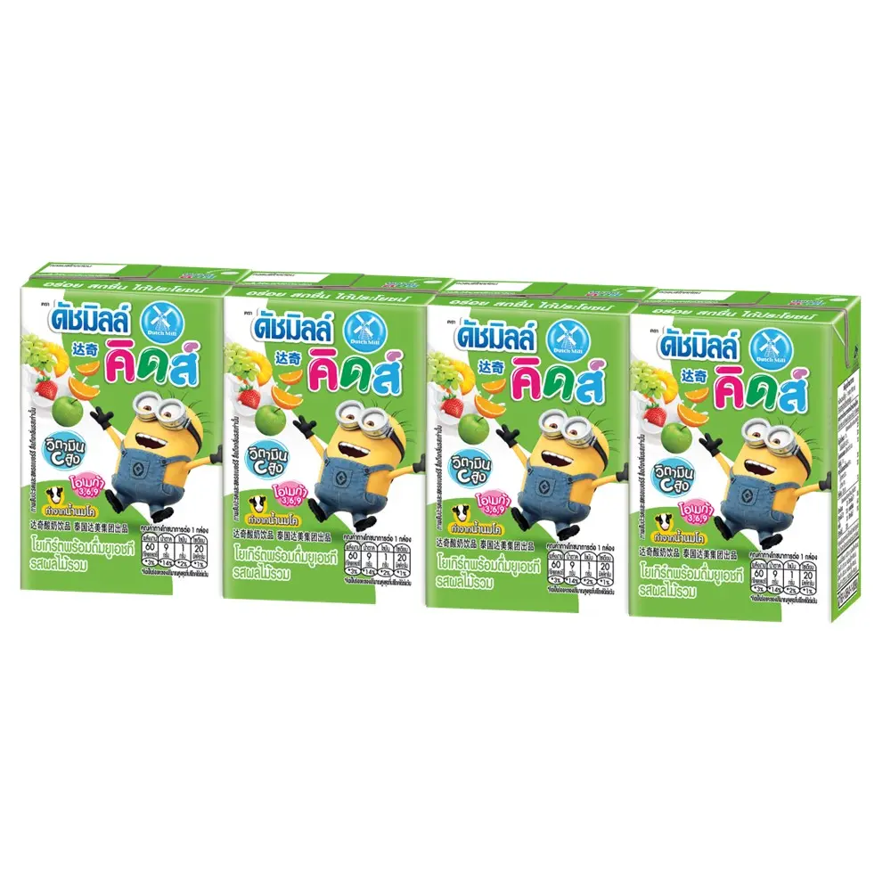 ดัชมิลล์คิดส์นมเปรี้ยวรสผลไม้รวม90มล. X4