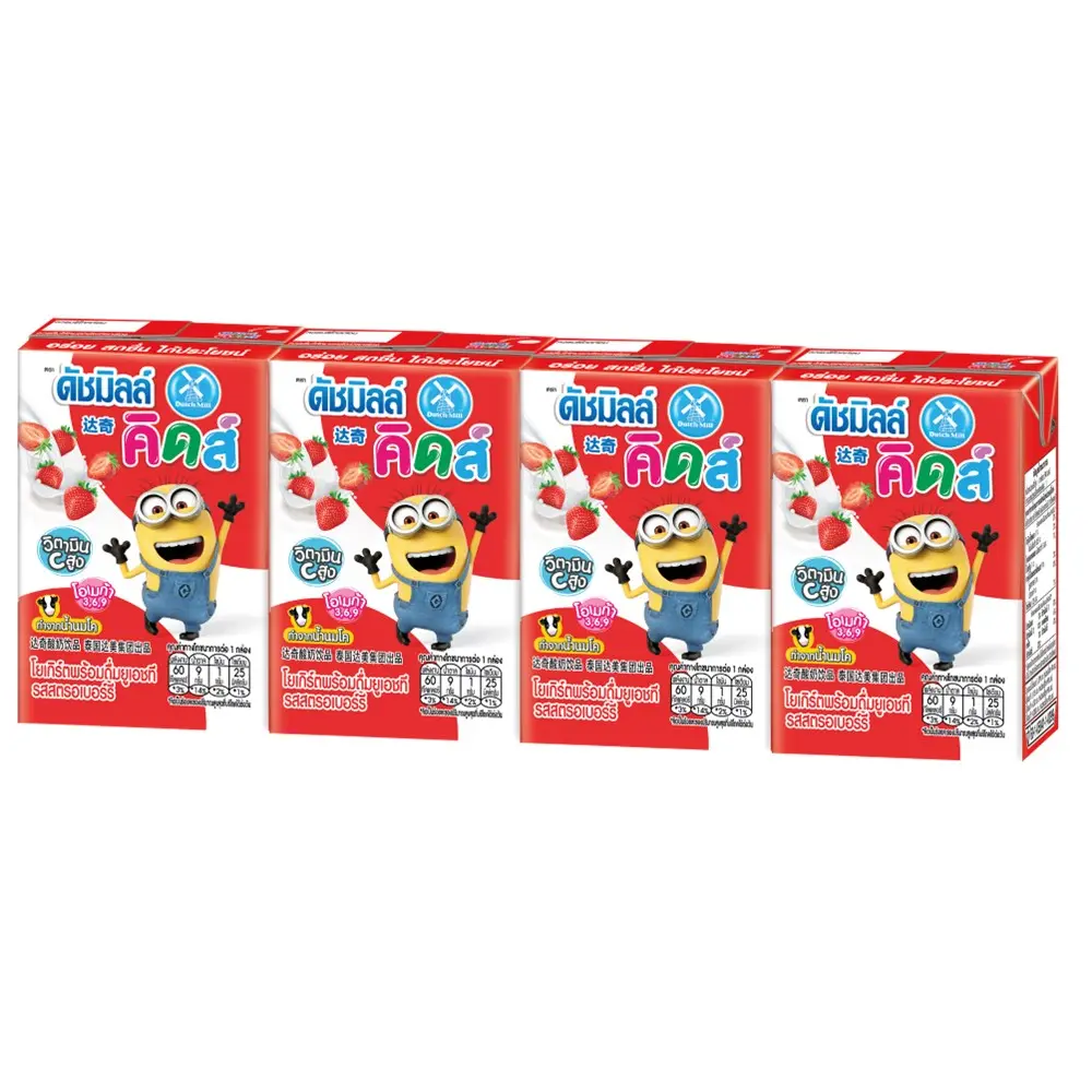 ดัชมิลล์คิดส์นมเปรี้ยวรสสตรอเบอรี่90มล. X4