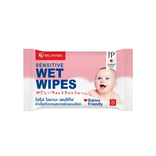 Baby wipes ผ้าเช็ดทำความสะอาดผิว ทิชชู่เปียก IRIS OHYAMA สูตรไม่มีแอลกอฮอล์ อ่อนโยน ไม่ระคายเคือง แบบแพ็ค 20 แผ่น