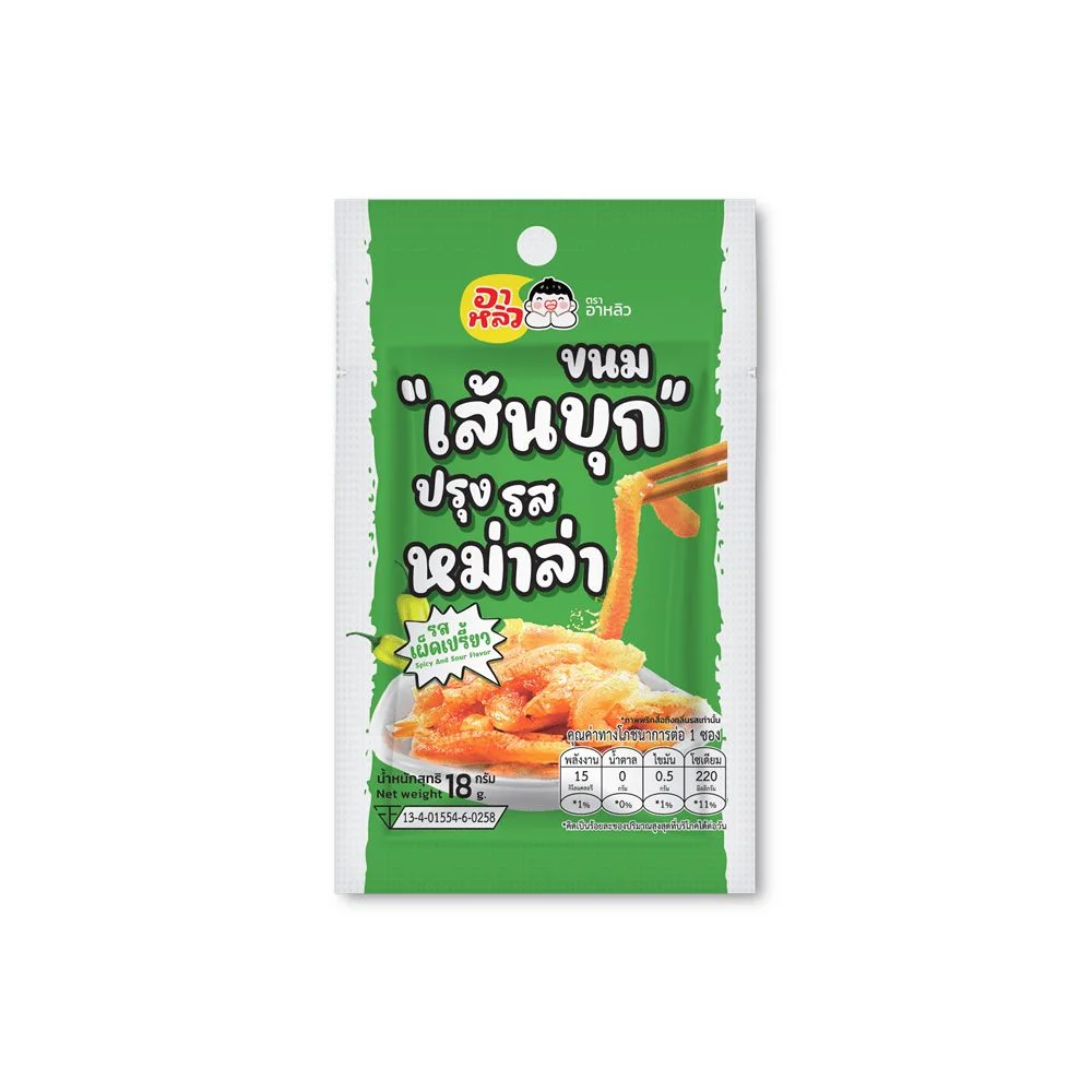 อาหลิวขนมเส้นบุกปรุงรสหม่าล่า รสเผ็ดเปรี้ยว 28ก.