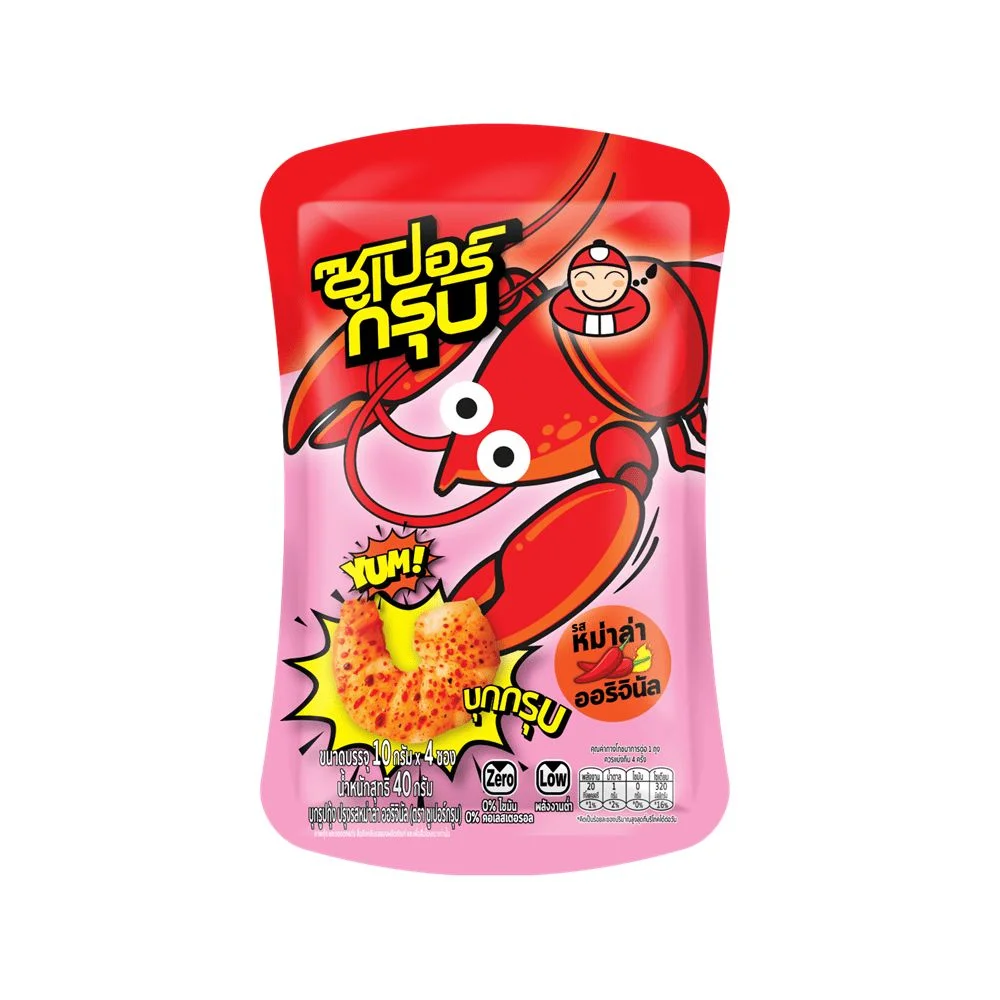 ซูเปอร์กรุบบุกรูปกุ้งปรุงรสหม่าล่าออริจินัล40ก.