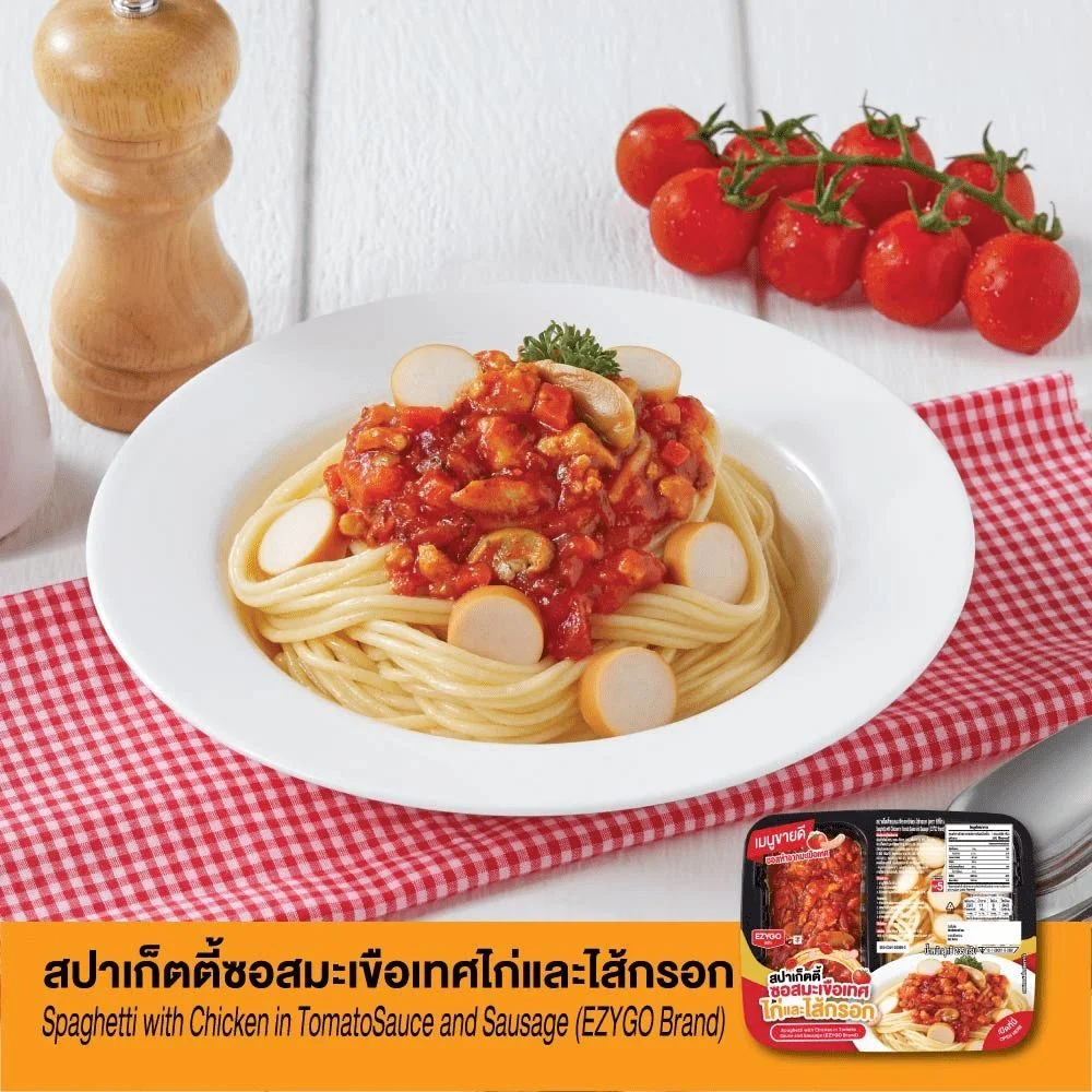 สปาเก็ตตี้ซอสมะเขือเทศไก่และไส้กรอก (ตรา อีซี่โก)