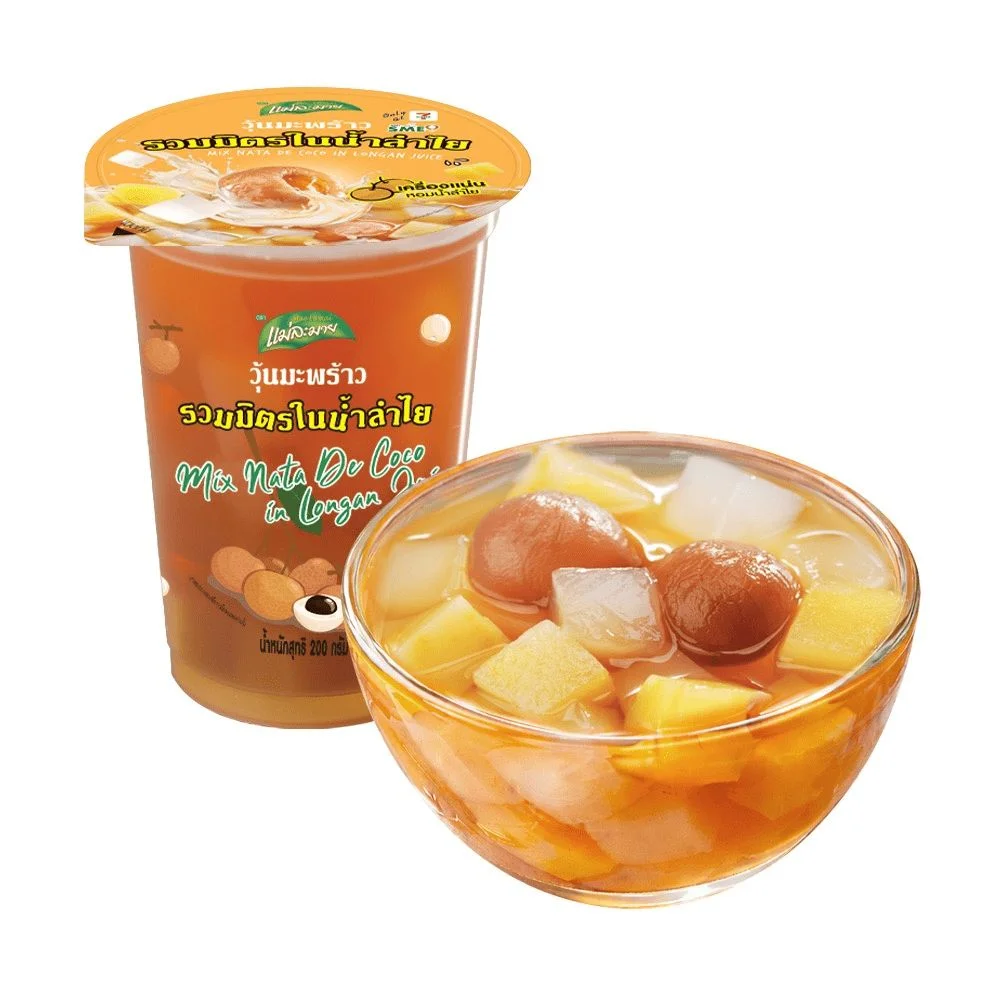 Hวุ้นมะพร้าวรวมมิตรในน้ำลำไย แม่ละมาย