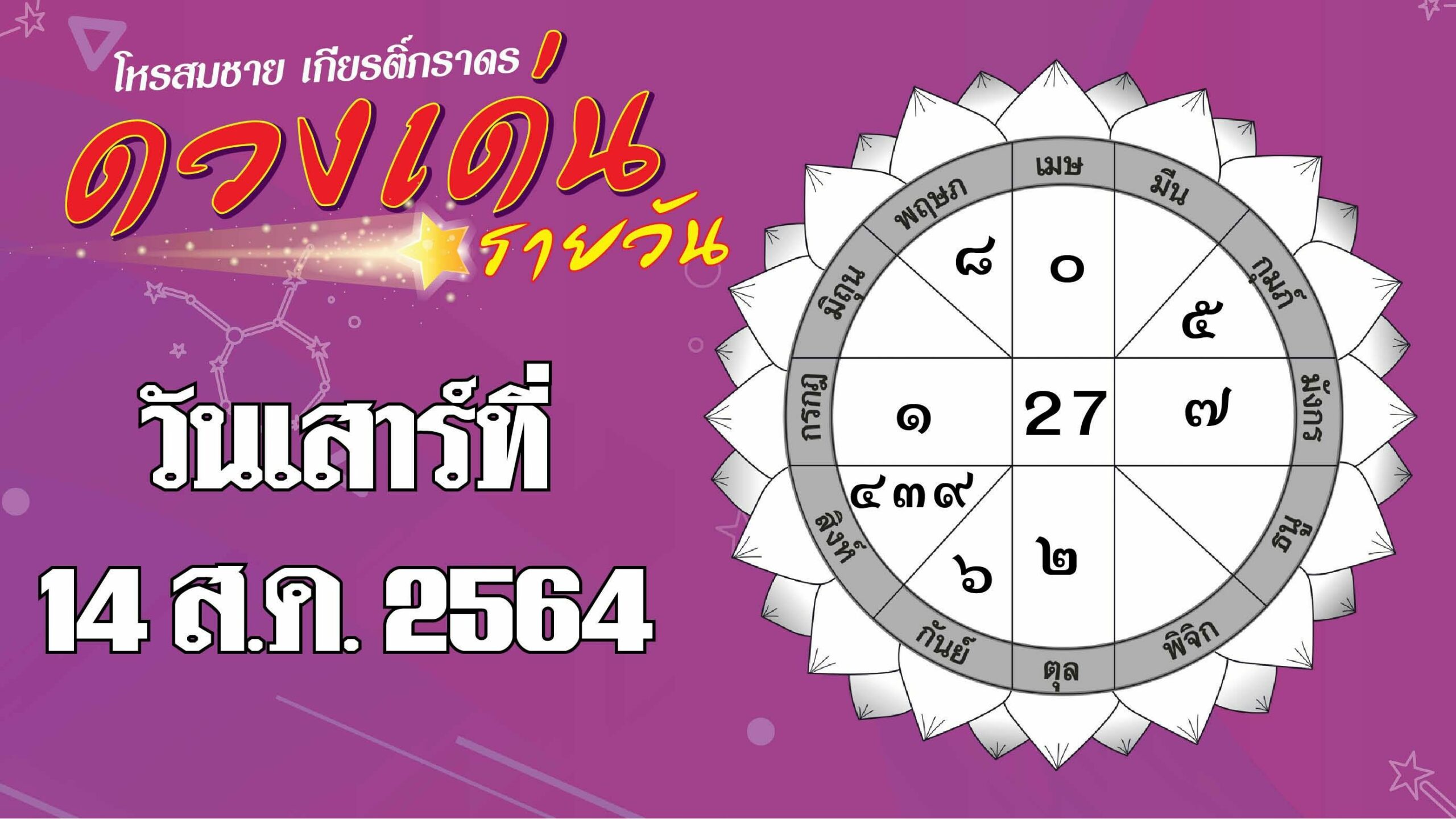 เปิดดวงเด่น วันเสาร์ที่ 14 ส.ค. ราศีใดทุกอย่างราบรื่น ทั้งเรื่องงาน เรื่องเงิน