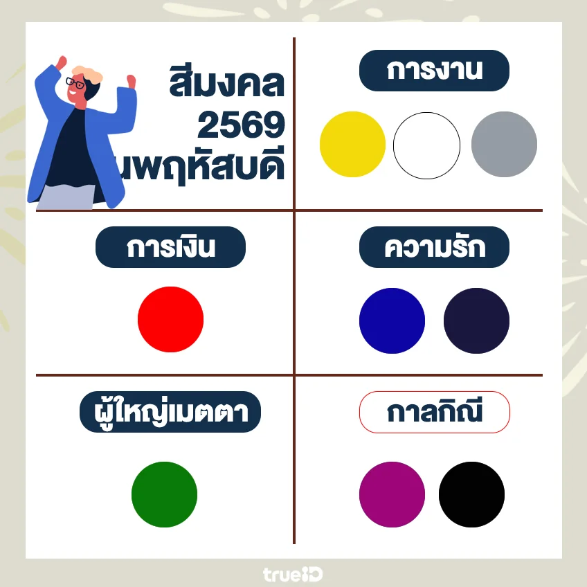 ตารางสีเสื้อมงคล 2569 / 2026 อัปเดตล่าสุด