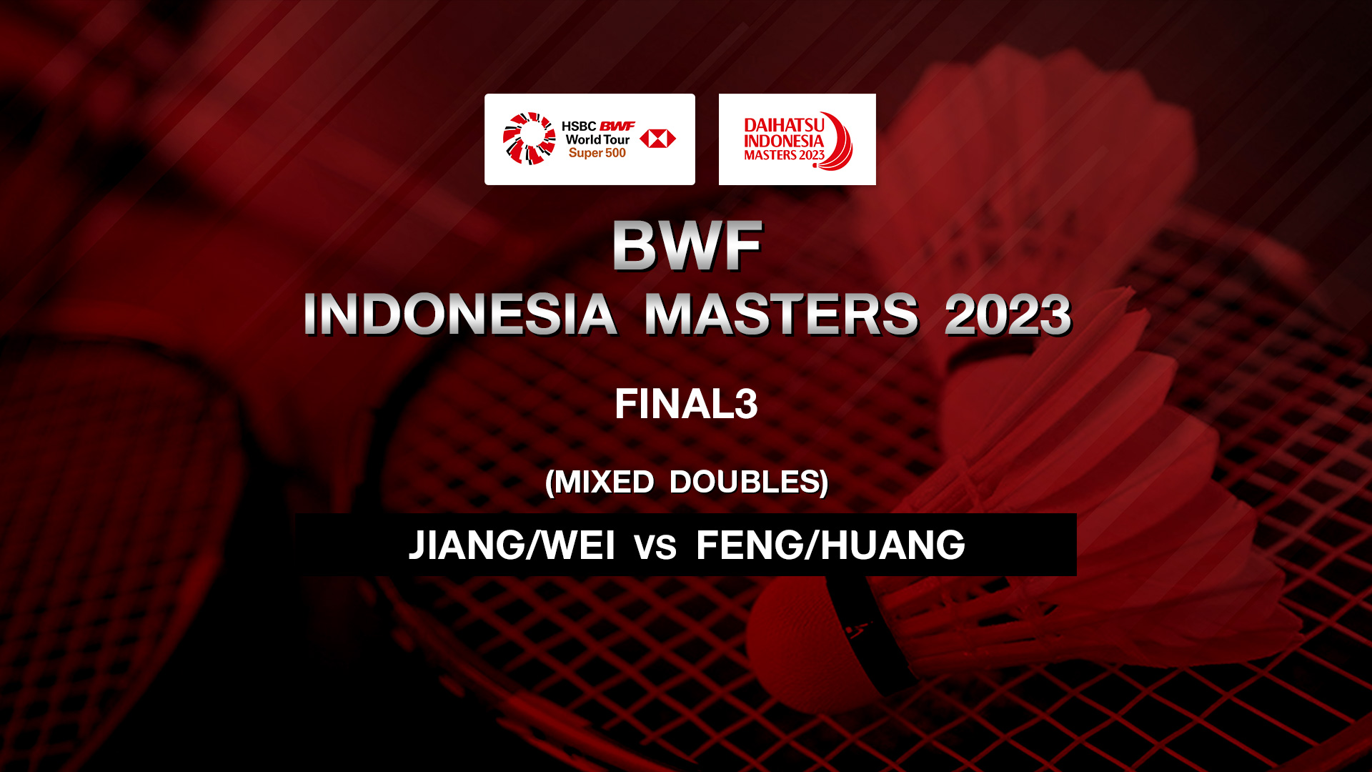 Jiang/Wei VS Feng/Huang (Final XD) BWF Indonesia Masters Watch