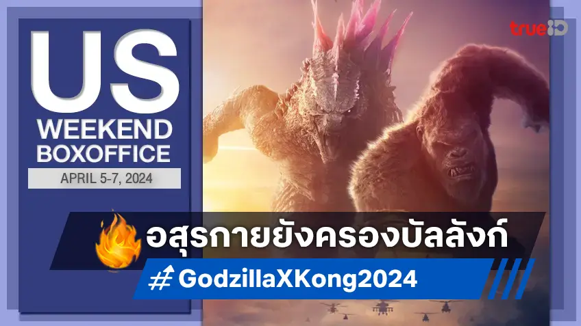 [US Boxoffice] "Godzilla x Kong: The New Empire" อสุรกายยังยึดแชมป์..แต่ก็ฮวบ!