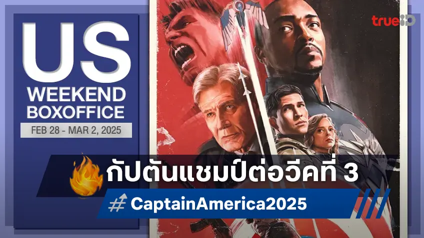 [US Boxoffice] กัปตันยังวินต่อ "Captain America 4" แชมป์วีคที่ 3 แบบยังไร้คู่แข่ง
