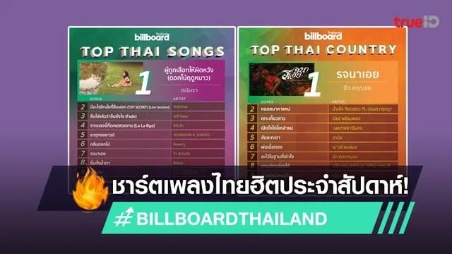 ชาร์ต บิลบอร์ดไทยแลนด์ ประจำสัปดาห์ เพลงไทยยอดนิยม เพลงลูกทุ่งยอดนิยม