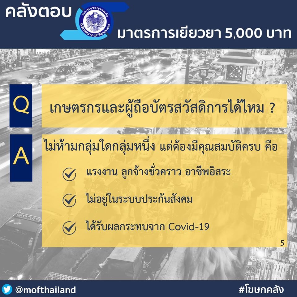 คลังจัด 'ถาม-ตอบ' ไขข้อข้องใจลงทะเบียนรับเงินเยียวยาโควิด 5,000 บาท