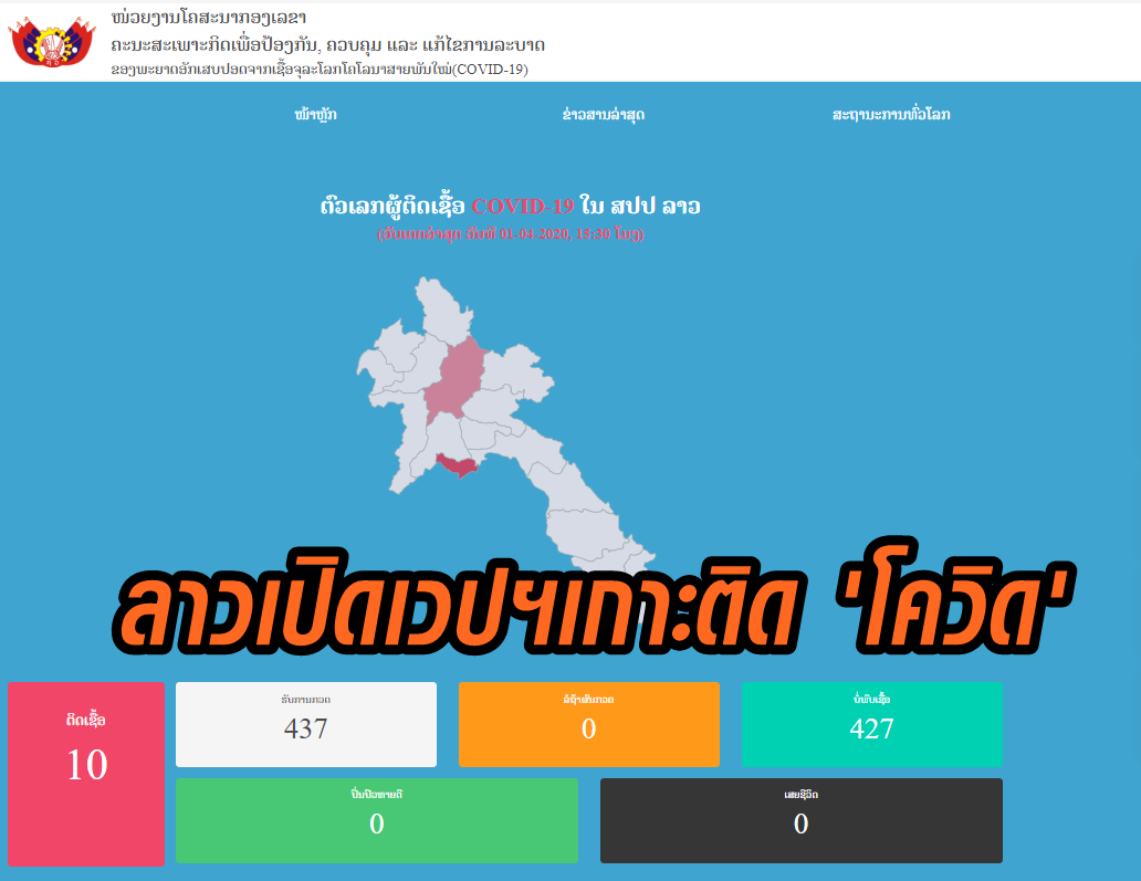 'ลาว' เปิด 2 เวปฯ เกาะโควิดแบบ 'เรียลไทม์' เผยแพร่ข้อมูลประชาชน