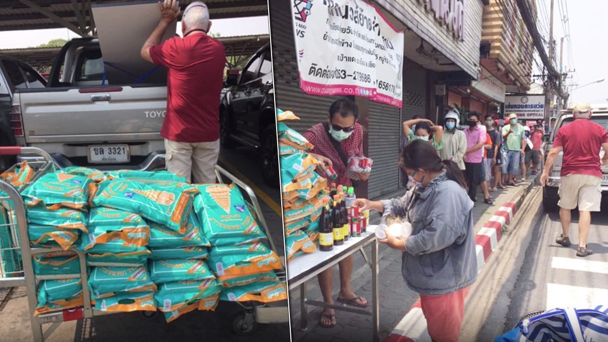 ชาวต่างชาติสงสาร เห็นข่าวคนจำนำครก ซื้อข้าวสารอาหารแห้ง แจกคนไทยที่เดือดร้อน