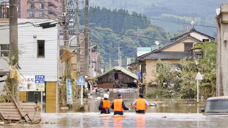 เหยื่อน้ำท่วมญี่ปุ่นพุ่ง 34 ราย อพยพกว่า 2 แสน-ยกระดับป้องกันโควิดในศูนย์พักพิง