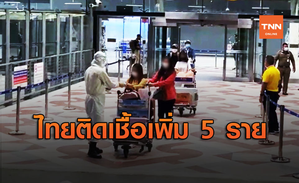 ศบค.เผย ไทยติดเชื้อโควิดเพิ่ม 5 ราย มาจากต่างประเทศ