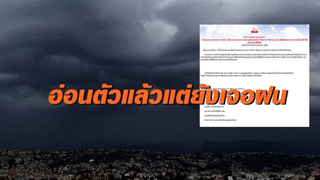 อุตุฯเตือนฉบับ 12 พายุโมลาเบ อ่อนกำลังแล้ว แต่ไทยยังเจอฝนถึงพรุ่งนี้ อุตุฯเตือนฉบับ 12 พายุโมลาเบ อ่อนกำลังแล้ว แต่ไทยยังเจอฝนถึงพรุ่งนี้