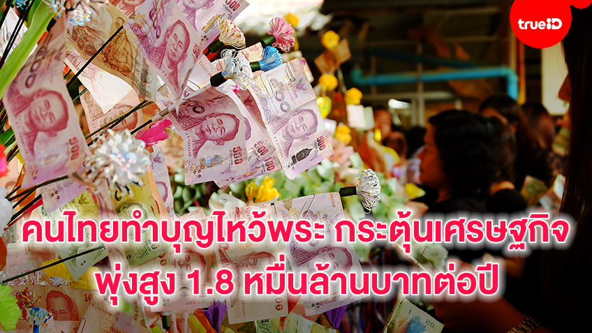 ผลสำรวจคนไทยทำบุญไหว้พระ กระตุ้นเศรษฐกิจเติบโตพุ่งสูง 1.8 หมื่นล้านบาทต่อปี