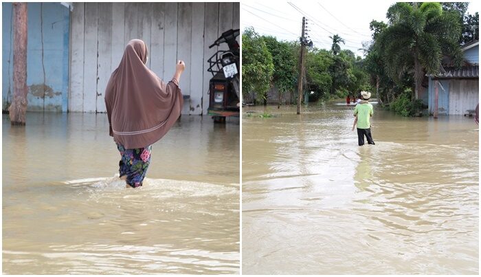 นราธิวาสอ่วม! น้ำท่วมขัง ชาวบ้านต้องลุยน้ำ