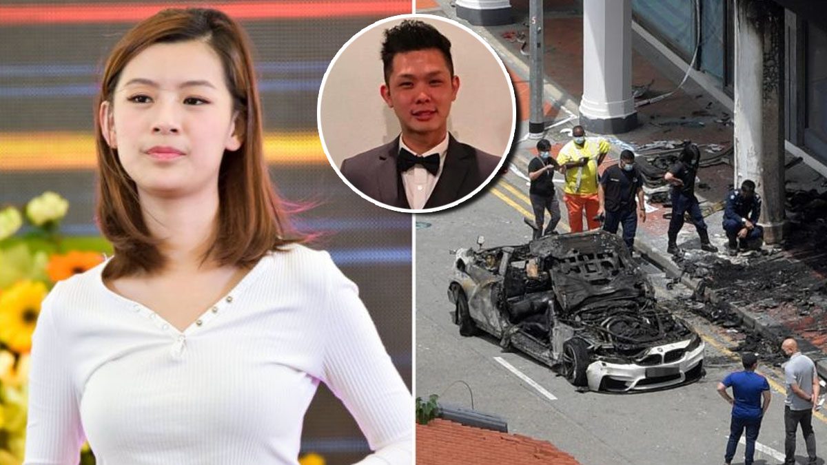 อุบัติเหตุสลด สาวสิงคโปร์เสี่ยงชีวิตช่วย 'คู่หมั้น' เปิดประตูรถที่ไฟไหม้ จนเจ็บหนัก