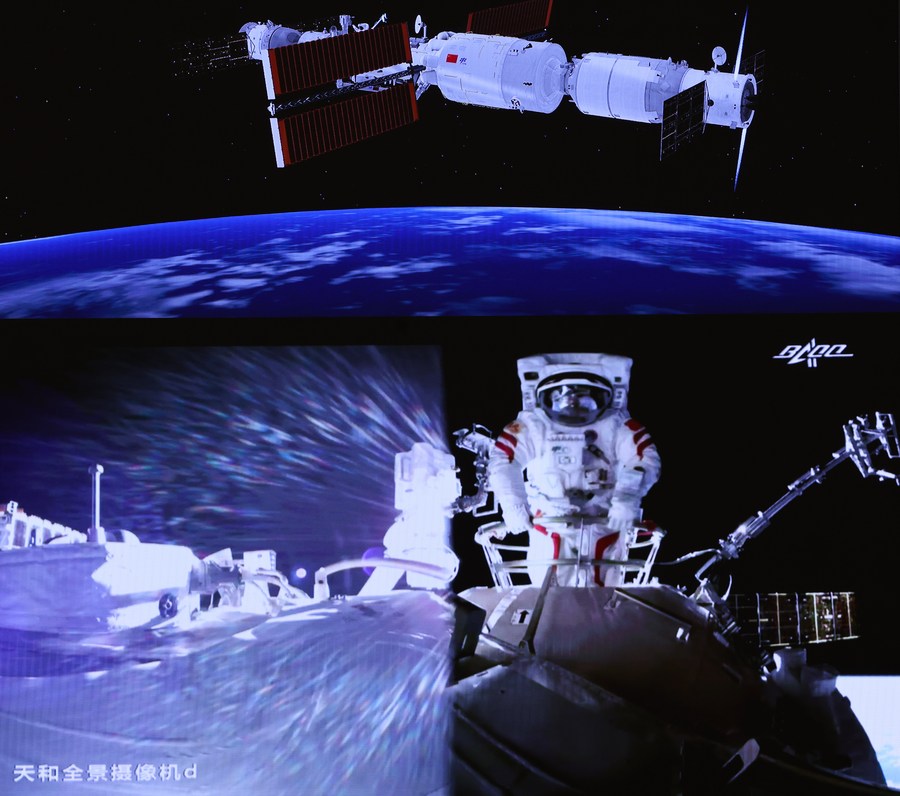 'นักบินอวกาศจีน' สวม 'เฟยเทียน' ปฏิบัติงานนอกยานอวกาศ
