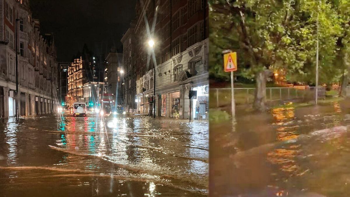 ลอนดอนอ่วมฝนหนัก “น้ำท่วมสูง” ตัดขาดถนน-รถไฟหยุดให้บริการ (คลิป)