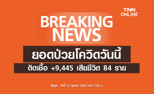 ยอดป่วยโควิดวันนี้ พบผู้ติดเชื้อรายใหม่ 9,445 ราย เสียชีวิต 84 ราย