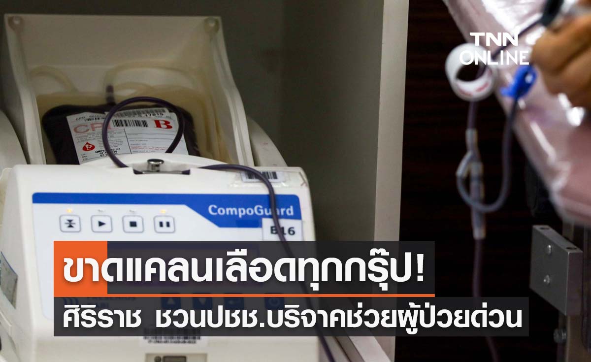 ศิริราชขาดแคลนเลือดทุกกรุ๊ป ชวนคนไทยบริจาคช่วยผู้ป่วยด่วน!