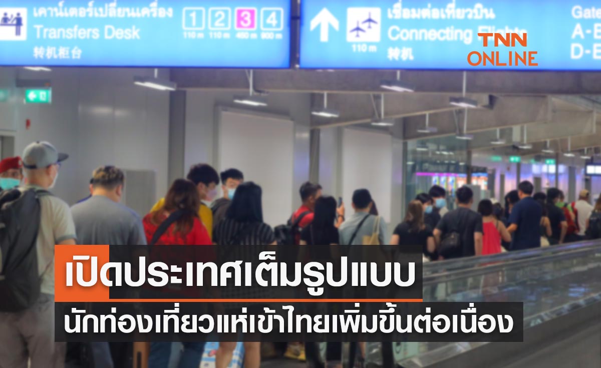 นักท่องเที่ยวแห่เข้าไทยเพิ่มขึ้นต่อเนื่อง หลังรัฐบาลเปิดประเทศเต็มรูปแบบ