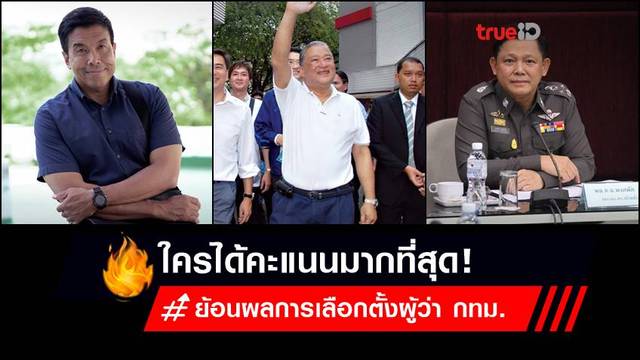 ผลการเลือกตั้งผู้ว่า กทม.ย้อนอดีตใครได้คะแนนมากที่สุด! ผลการเลือกตั้งผู้ว่า กทม.ย้อนอดีตใครได้คะแนนมากที่สุด!