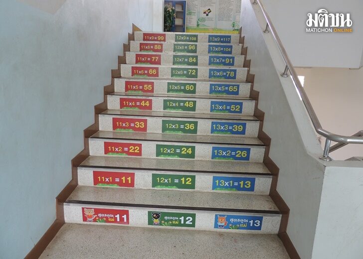 ไอเดียร์เจ๋ง! โรงเรียนเมืองราชบุรี ใช้บันไดอาคารเรียน เขียนเลขท่องสูตรคูณ เสริมทักษะคิดเลขเร็ว