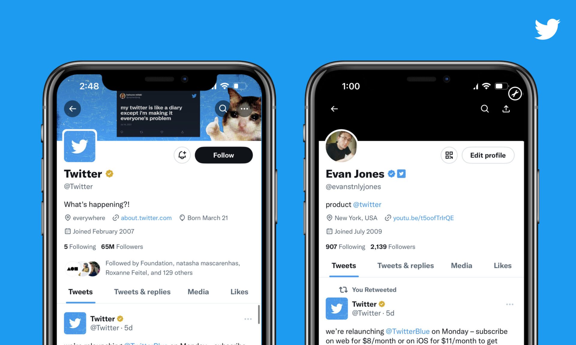 Twitter ปรับโปรไฟล์ธุรกิจเป็นสี่เหลี่ยม และมีโลโก้ตามหลังเพิ่ม สำหรับบัญชี Blue for Business