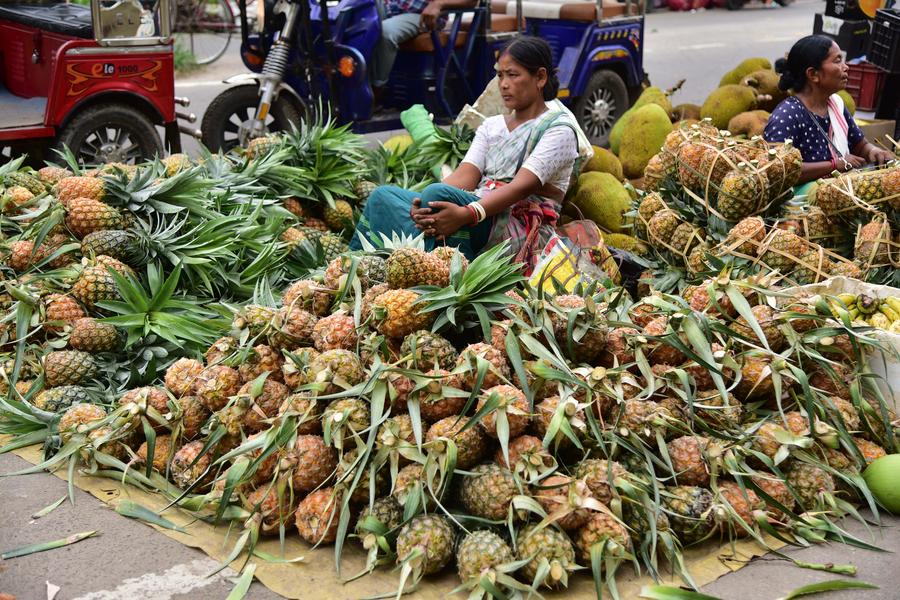 'สับปะรด' ลูกโตกองพะเนิน แบกะดินขายในอินเดีย