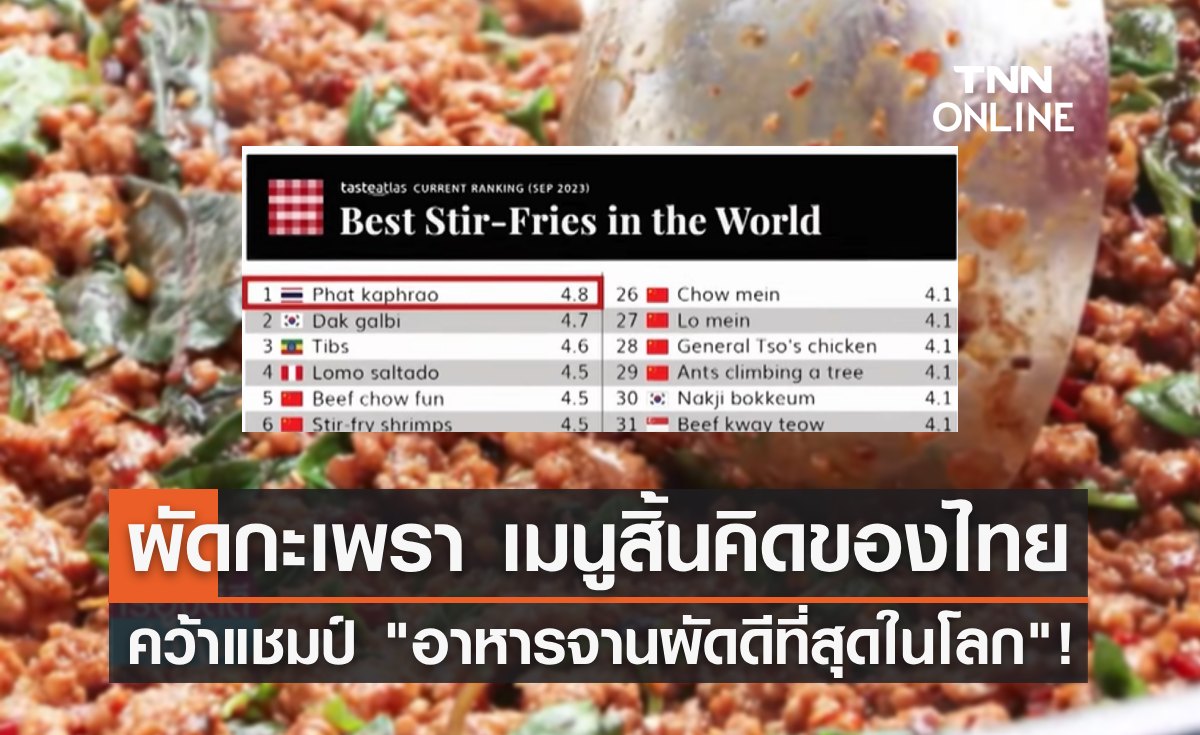 "ผัดกะเพรา" เมนูสิ้นคิดของไทย คว้าแชมป์ "อาหารจานผัดดีที่สุดในโลก"!