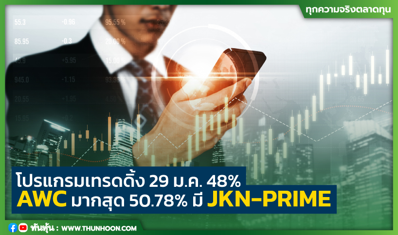 โปรแกรมเทรดดิ้ง 29 ม.ค. 48% AWC มากสุด 50.78% มี JKN-PRIME