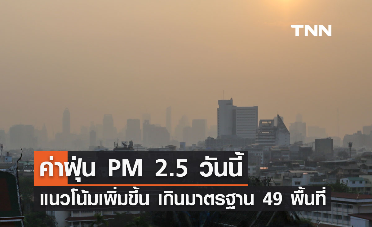 ค่าฝุ่น PM 2.5 วันนี้ 11 กุมภาพันธ์ 2567 แนวโน้มเพิ่มขึ้น เกินมาตรฐานกระทบสุขภาพ 49 พื้นที่