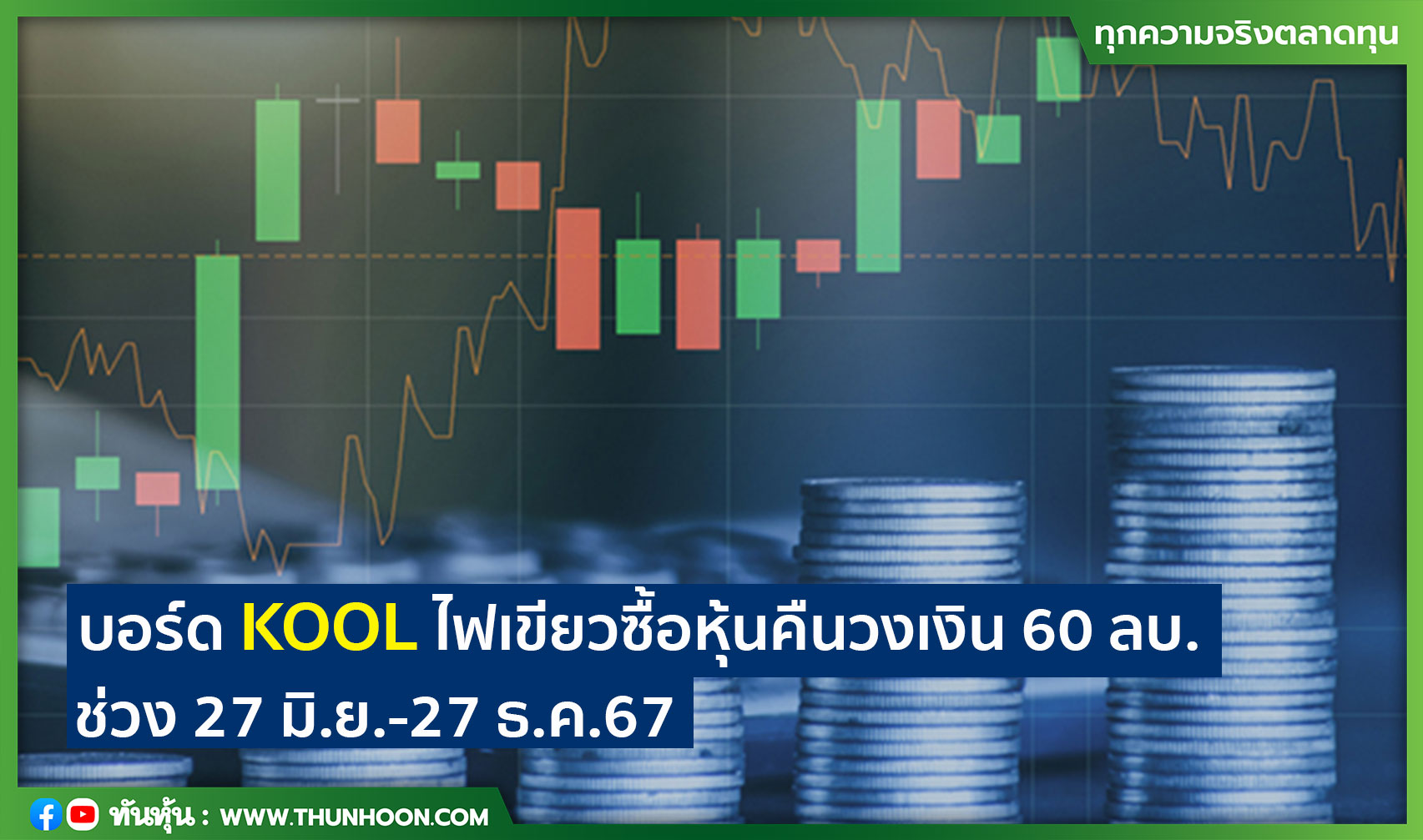 บอร์ด KOOL ไฟเขียวซื้อหุ้นคืนวงเงิน 60 ลบ. ช่วง 27 มิ.ย.-27 ธ.ค.67