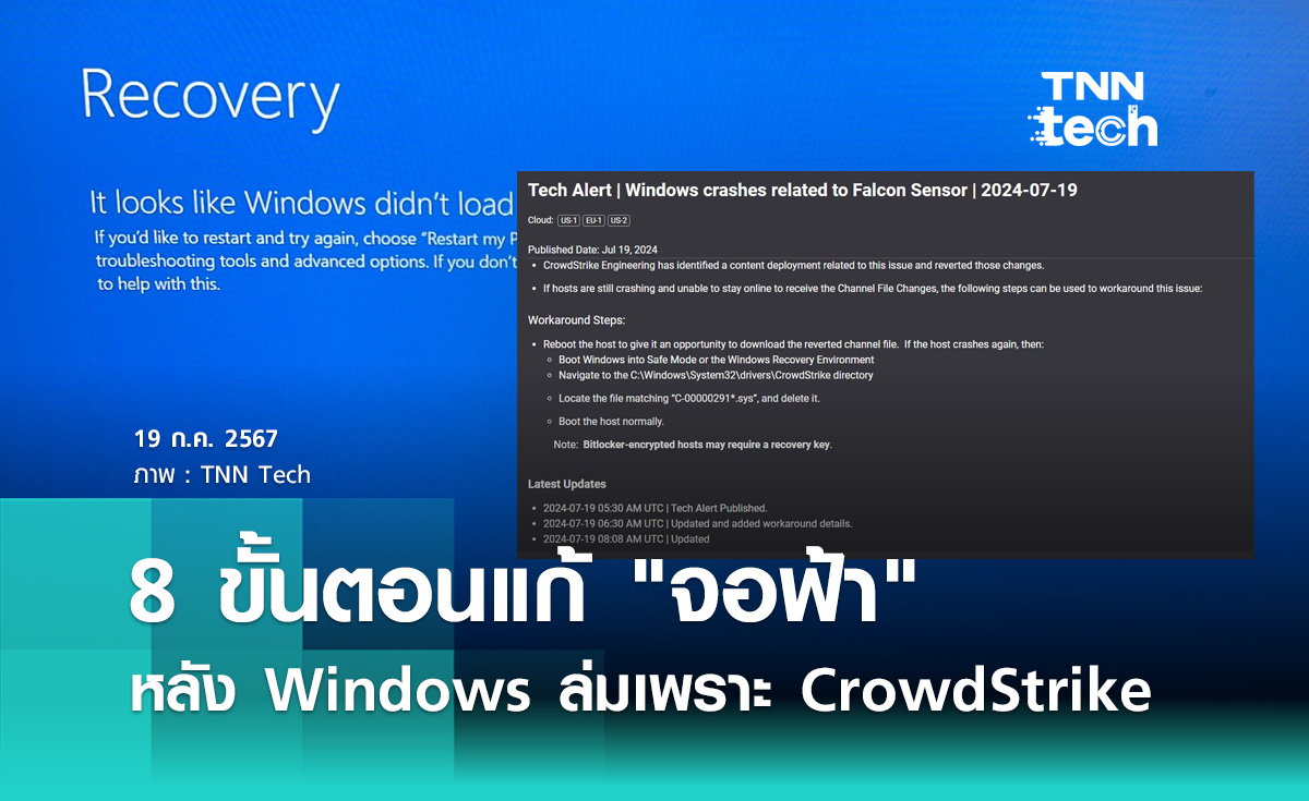 8 ขั้นตอนแก้ "จอฟ้า" หลัง Windows ล่มเพราะ CrowdStrike