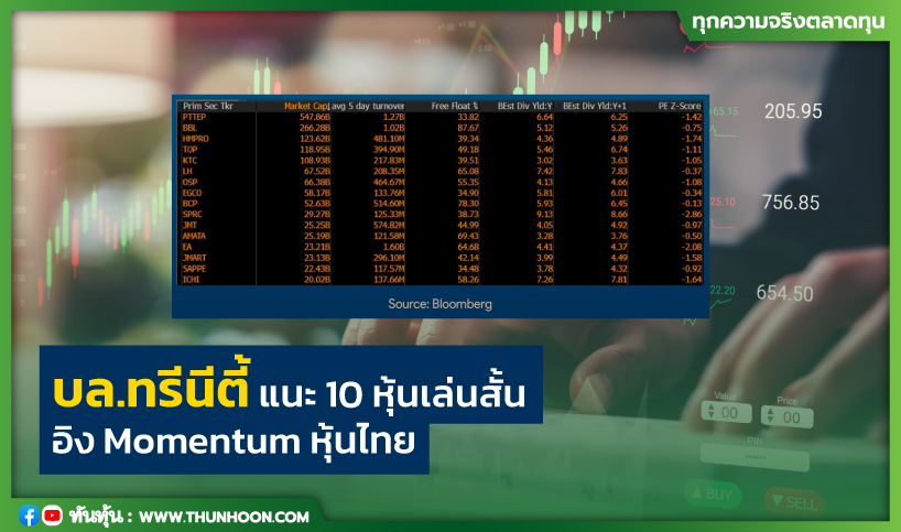 บล.ทรีนีตี้ แนะ 10 หุ้นเล่นสั้น อิง Momentum หุ้นไทย