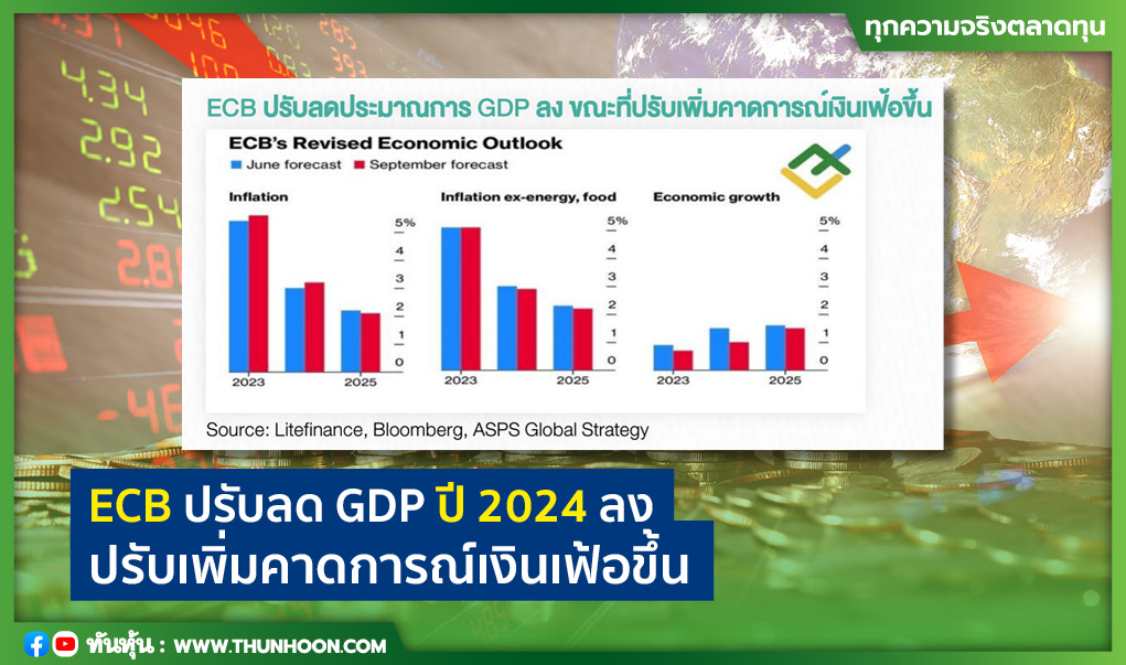 ECB ปรับลดประมาณการ GDP ปี 2024 ลง ขณะที่ปรับเพิ่มคาดการณ์เงินเฟ้อขึ้น