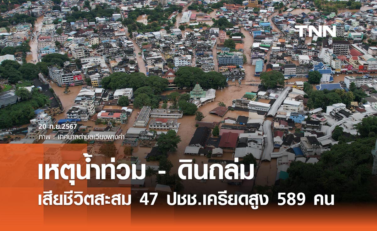 สธ. เผย "น้ำท่วม-ดินถล่ม" เสียชีวิตสะสม 47 ราย ประชาชนเครียดสูง 589 คน