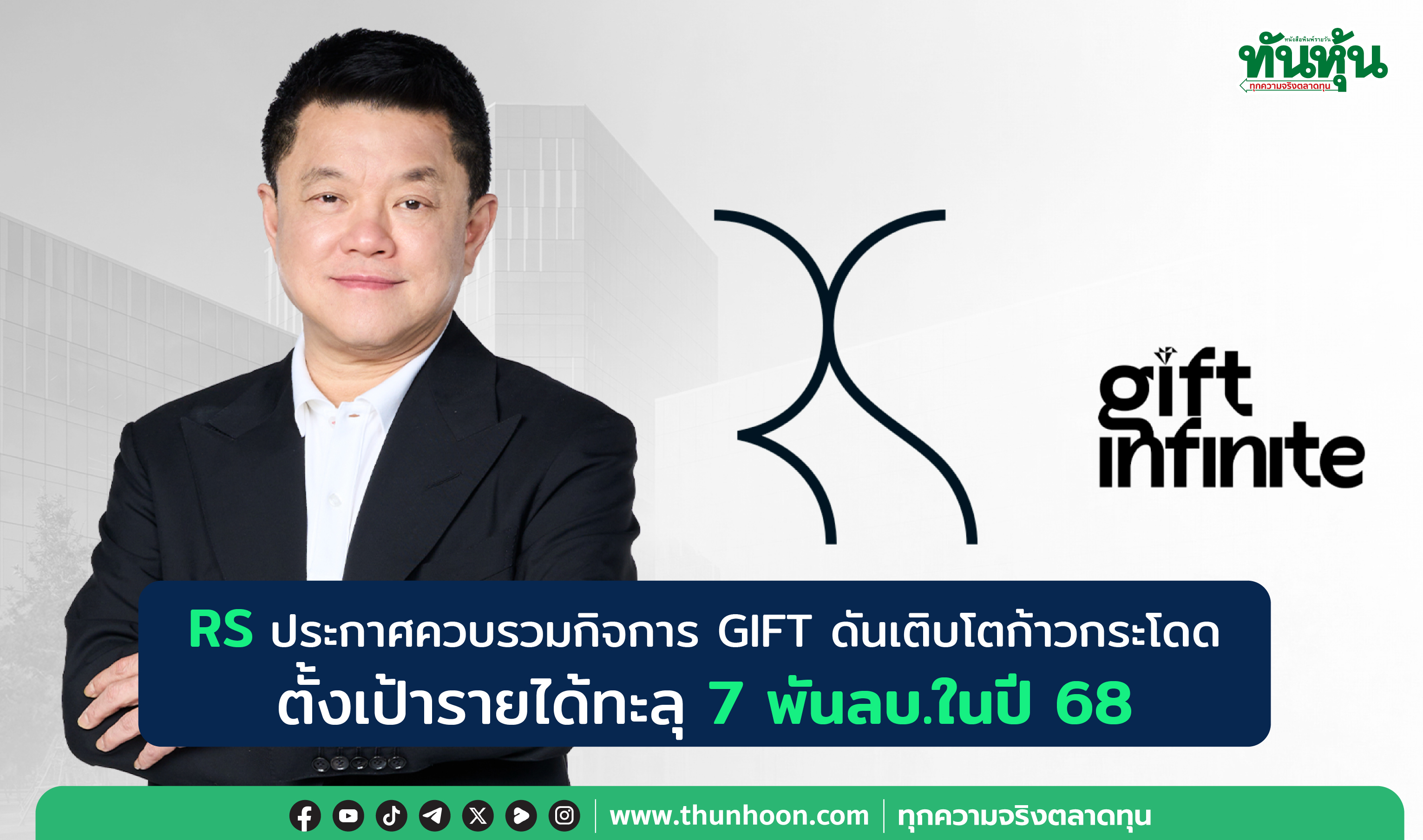 RS ควบรวมกิจการ GIFT ตั้งเป้ารายได้ทะลุ 7 พันลบ.ในปี 68